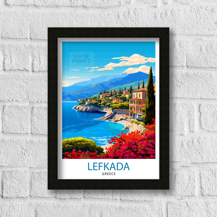 Lefkada Greece Travel Print Lefkada Wall Decor Lefkada Poster Greece Travel Prints Lefkada Art Print Lefkada Illustration Lefkada Wall Art