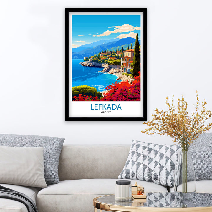 Lefkada Greece Travel Print Lefkada Wall Decor Lefkada Poster Greece Travel Prints Lefkada Art Print Lefkada Illustration Lefkada Wall Art