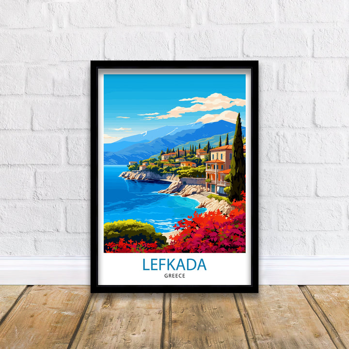 Lefkada Greece Travel Print Lefkada Wall Decor Lefkada Poster Greece Travel Prints Lefkada Art Print Lefkada Illustration Lefkada Wall Art
