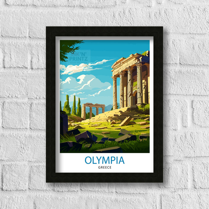 Olympia Greece Travel Print Ancient Olympia Wall Decor Greek Mythology Poster Greece Travel Prints Olympia Art Print Historical Illustration