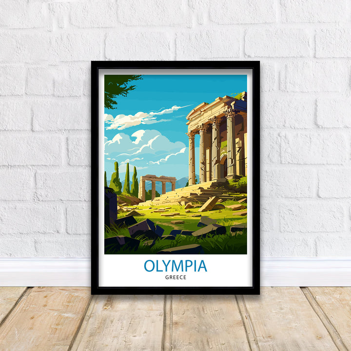 Olympia Greece Travel Print Ancient Olympia Wall Decor Greek Mythology Poster Greece Travel Prints Olympia Art Print Historical Illustration