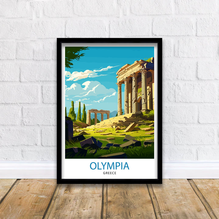 Olympia Greece Travel Print Ancient Olympia Wall Decor Greek Mythology Poster Greece Travel Prints Olympia Art Print Historical Illustration