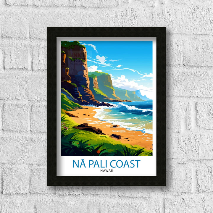 Na Pali Coast Travel Print Na Pali Coast Wall Decor Na Pali Coast Poster Hawaii Travel Prints Na Pali Coast Art Print Na Pali Coast