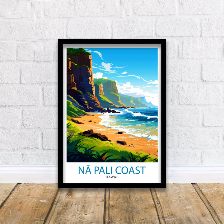 Na Pali Coast Travel Print Na Pali Coast Wall Decor Na Pali Coast Poster Hawaii Travel Prints Na Pali Coast Art Print Na Pali Coast