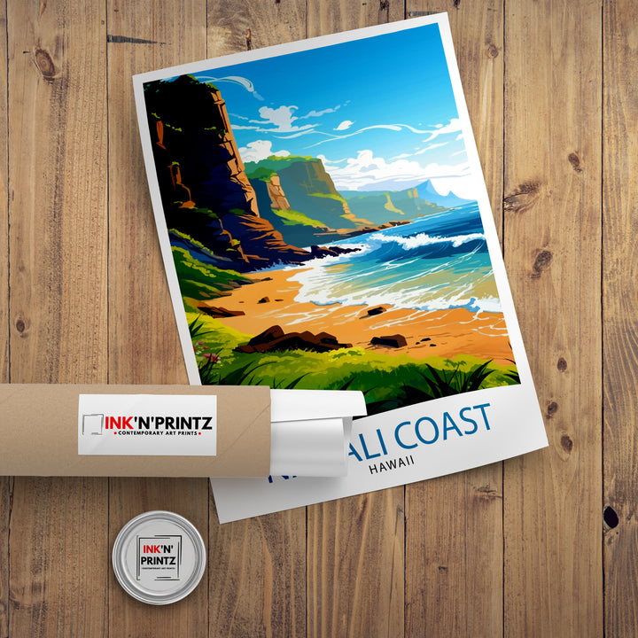 Na Pali Coast Travel Print Na Pali Coast Wall Decor Na Pali Coast Poster Hawaii Travel Prints Na Pali Coast Art Print Na Pali Coast