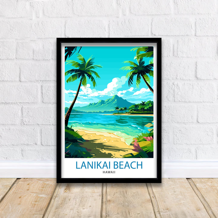 Lanikai Beach Travel Print Lanikai Wall Decor Lanikai Poster Hawaii Travel Prints Lanikai Art Print Lanikai Illustration Lanikai Wall Art