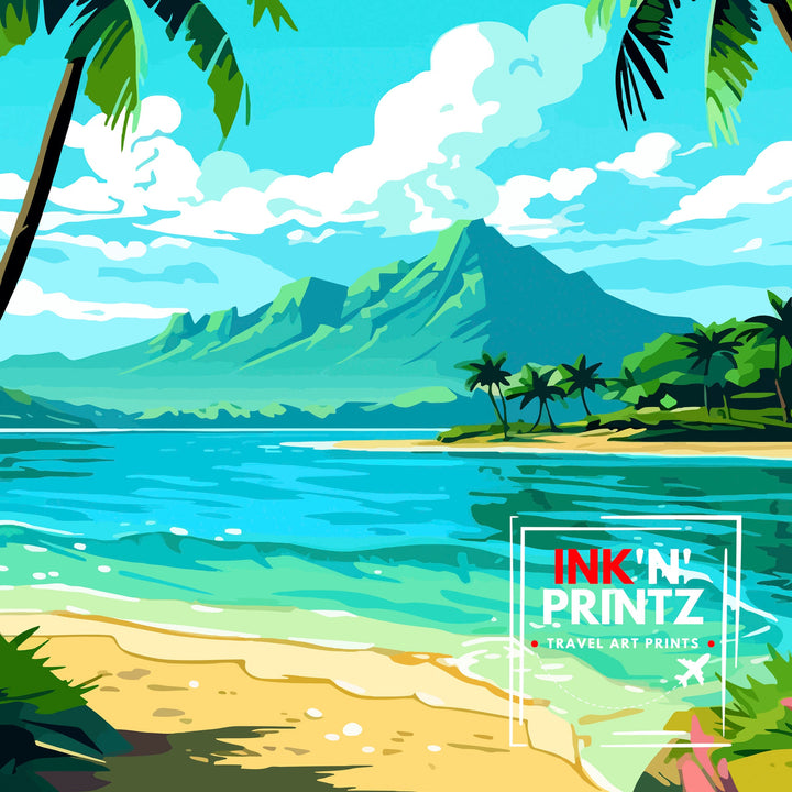 Lanikai Beach Travel Print Lanikai Wall Decor Lanikai Poster Hawaii Travel Prints Lanikai Art Print Lanikai Illustration Lanikai Wall Art