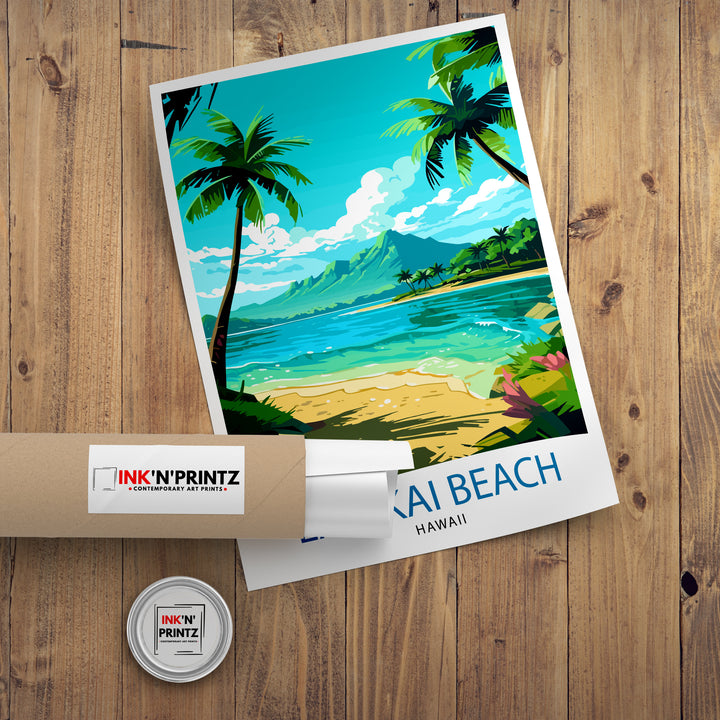 Lanikai Beach Travel Print Lanikai Wall Decor Lanikai Poster Hawaii Travel Prints Lanikai Art Print Lanikai Illustration Lanikai Wall Art
