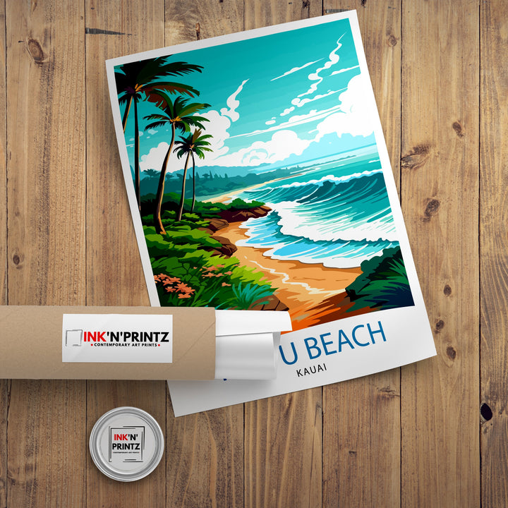 Poipu Beach Kauai Travel Print Poipu Beach Wall Decor Poipu Beach Poster Hawaii Travel Prints Poipu Beach Art Print Poipu Beach Illustration