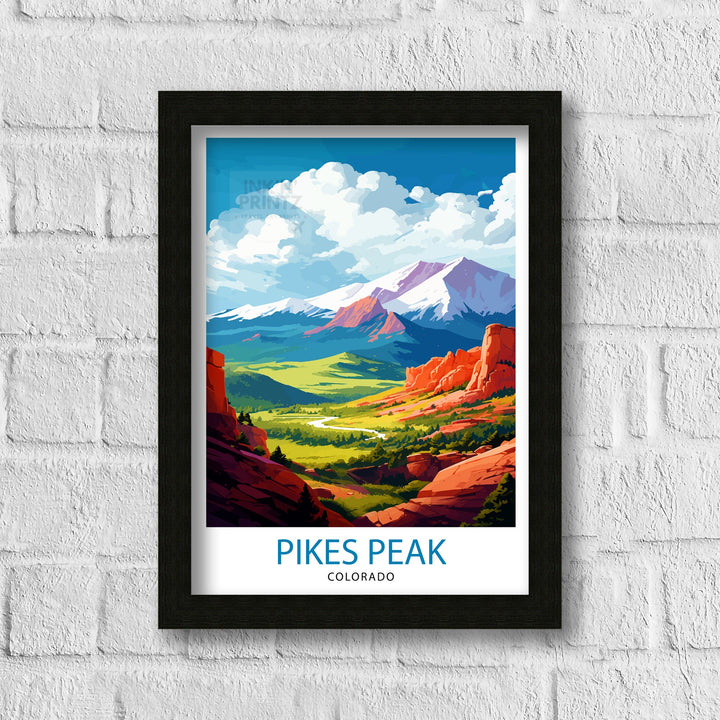 Pikes Peak Colorado Travel Print Mountain Wall Decor Pikes Peak Poster Colorado Travel Prints Nature Art Print Rocky Mountain Illustration