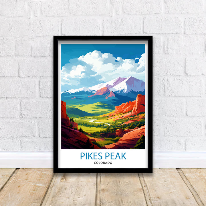 Pikes Peak Colorado Travel Print Mountain Wall Decor Pikes Peak Poster Colorado Travel Prints Nature Art Print Rocky Mountain Illustration