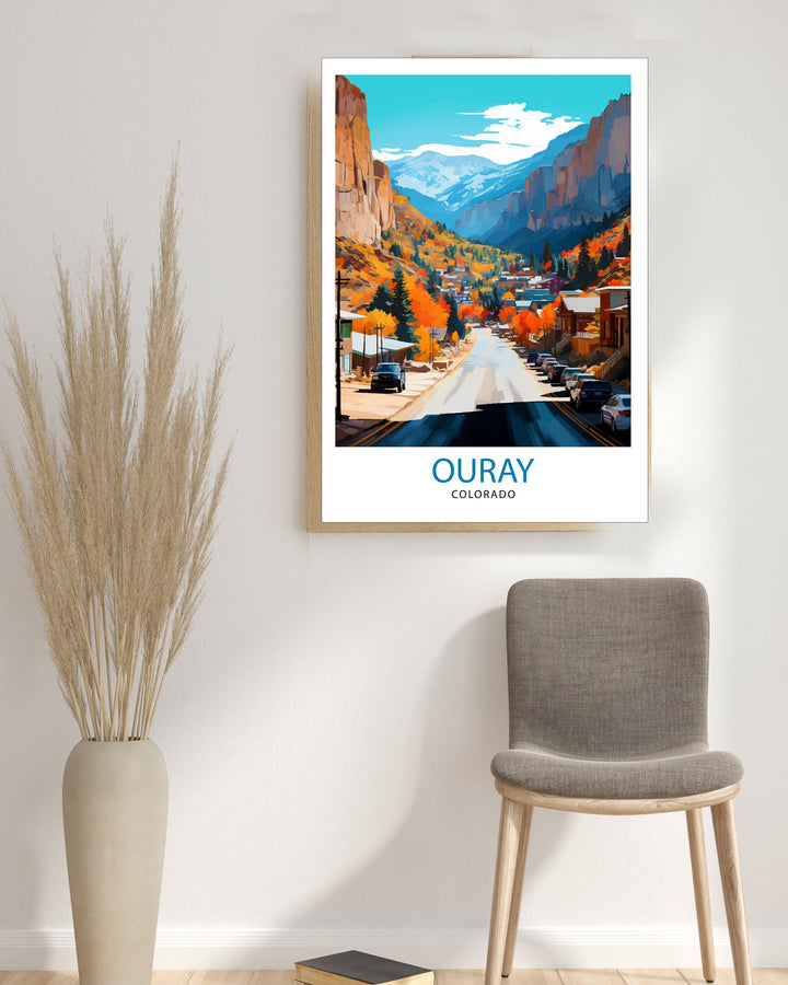 Ouray Colorado Travel Print Rocky Mountain Wall Decor Ouray Poster Colorado Travel Prints Ouray Art Print Scenic Mountain Illustration