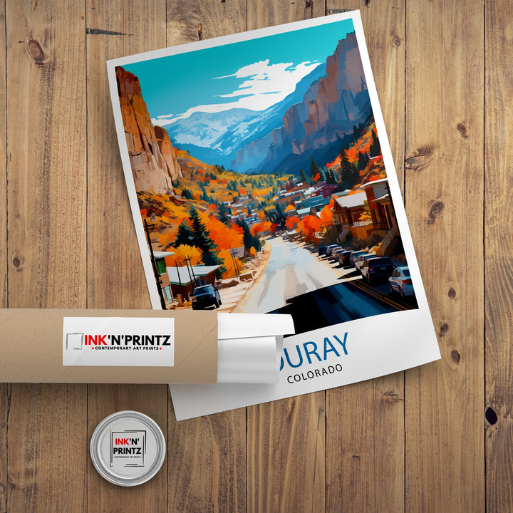 Ouray Colorado Travel Print Rocky Mountain Wall Decor Ouray Poster Colorado Travel Prints Ouray Art Print Scenic Mountain Illustration