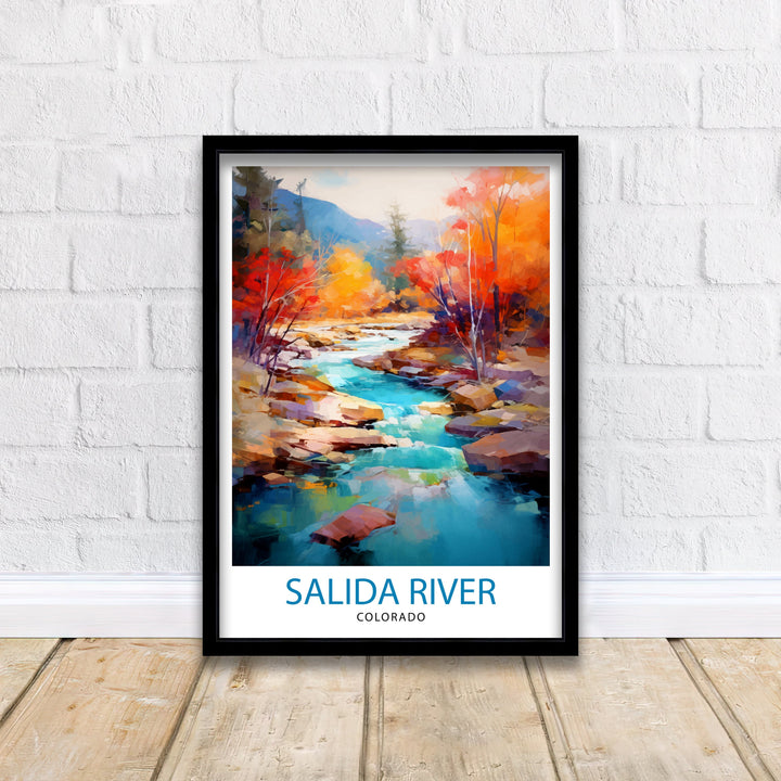 Salida River Colorado Travel Print| Colorado Wall Decor Salida Poster River Landscape Print Colorado Art Print Salida Illustration