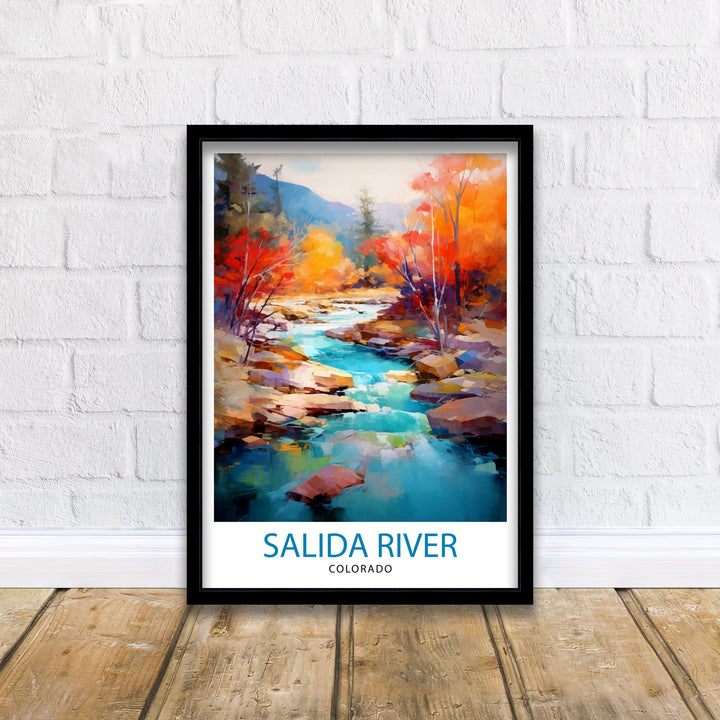 Salida River Colorado Travel Print| Colorado Wall Decor Salida Poster River Landscape Print Colorado Art Print Salida Illustration