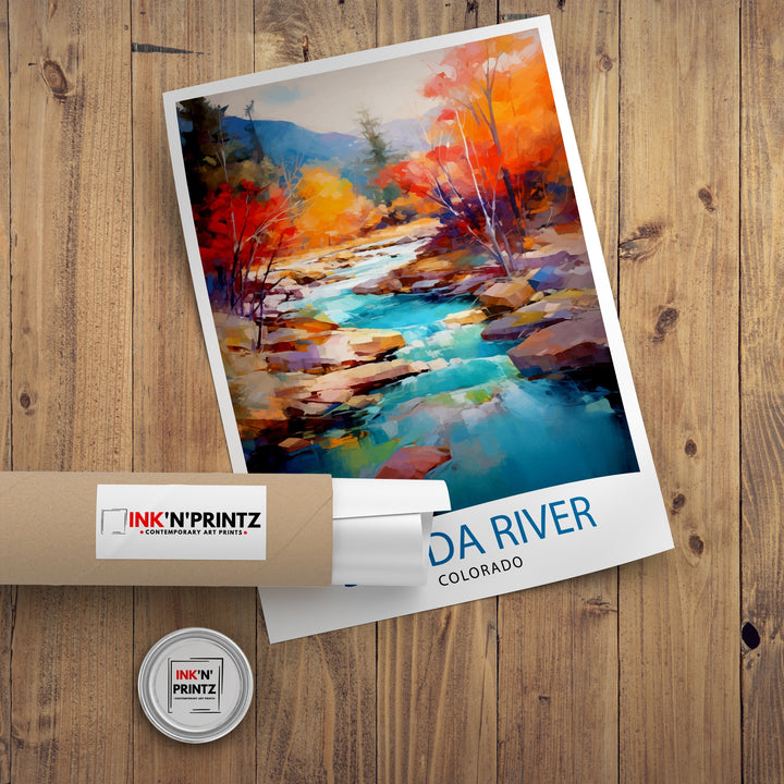 Salida River Colorado Travel Print| Colorado Wall Decor Salida Poster River Landscape Print Colorado Art Print Salida Illustration