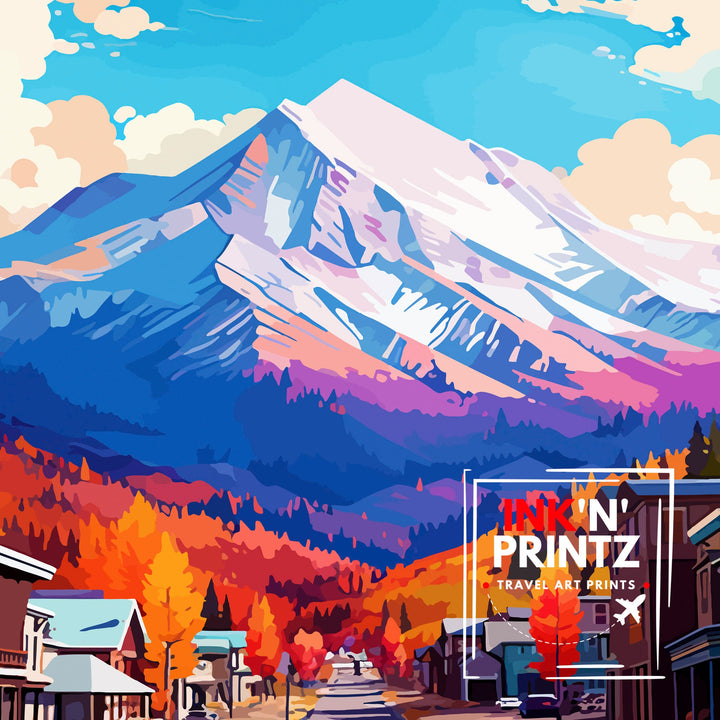 Durango Colorado Travel Print| Colorado Wall Decor Durango Poster Rocky Mountain Travel Prints Colorado Art Print Durango Illustration