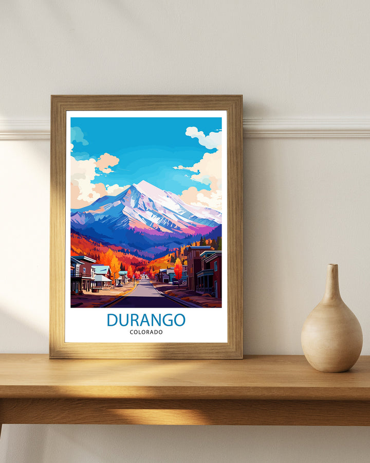 Durango Colorado Travel Print| Colorado Wall Decor Durango Poster Rocky Mountain Travel Prints Colorado Art Print Durango Illustration