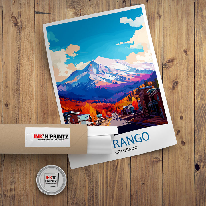 Durango Colorado Travel Print| Colorado Wall Decor Durango Poster Rocky Mountain Travel Prints Colorado Art Print Durango Illustration