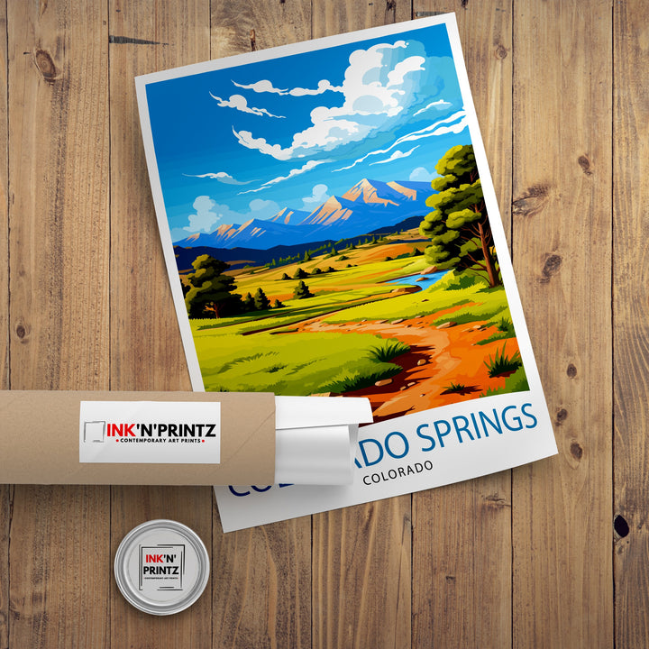 Colorado Springs Travel Print| Colorado Wall Decor Colorado Springs Poster Rocky Mountain Travel Prints Colorado Art Print Colorado