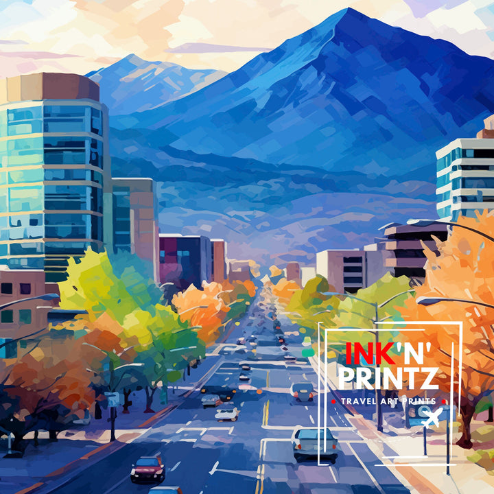 Boulder Colorado Travel Print| Colorado Wall Decor Boulder Poster Rocky Mountain Travel Prints Colorado Art Print Boulder Illustration