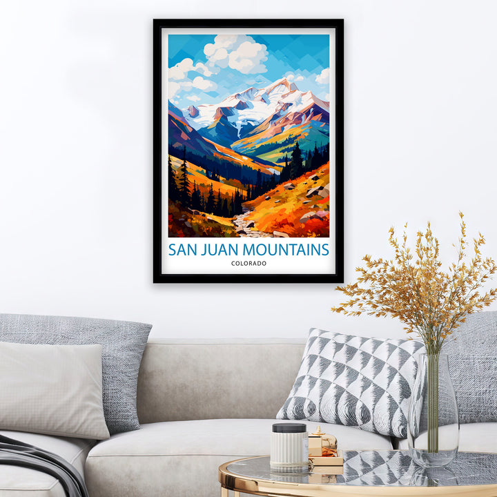 San Juan Mountains Colorado Travel Print| Colorado Wall Decor San Juan Mountains Poster Rocky Mountain Travel Prints Colorado Art