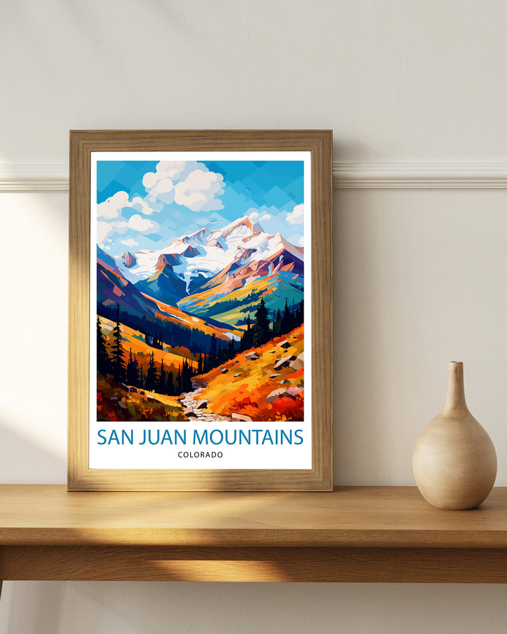 San Juan Mountains Colorado Travel Print| Colorado Wall Decor San Juan Mountains Poster Rocky Mountain Travel Prints Colorado Art