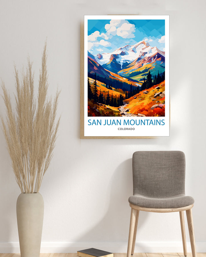 San Juan Mountains Colorado Travel Print| Colorado Wall Decor San Juan Mountains Poster Rocky Mountain Travel Prints Colorado Art