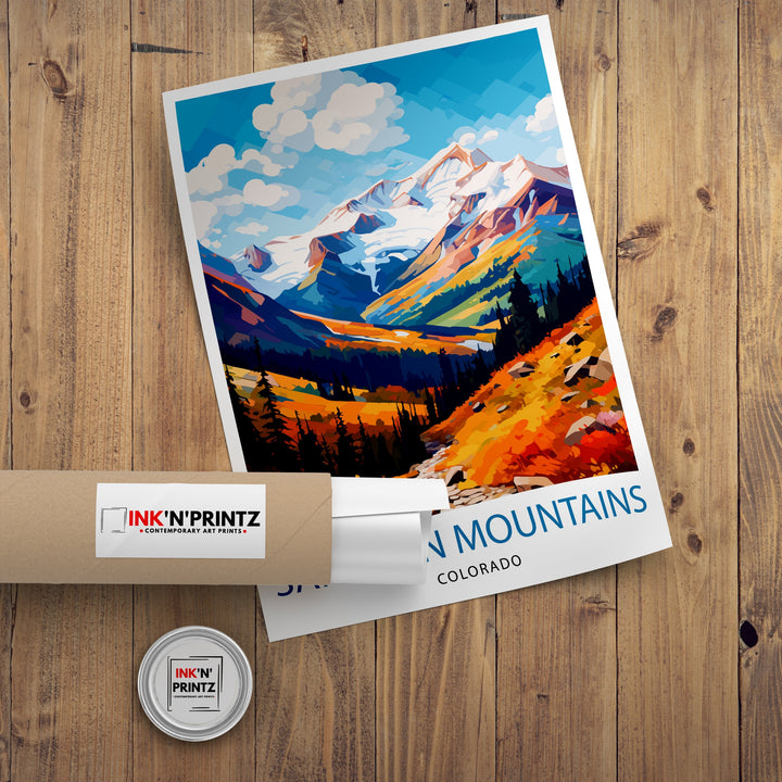 San Juan Mountains Colorado Travel Print| Colorado Wall Decor San Juan Mountains Poster Rocky Mountain Travel Prints Colorado Art