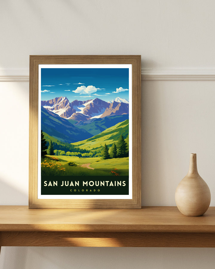San Juan Mountains Colorado Travel Print| Colorado Wall Decor San Juan Mountains Poster Rocky Mountain Travel Prints Colorado Art