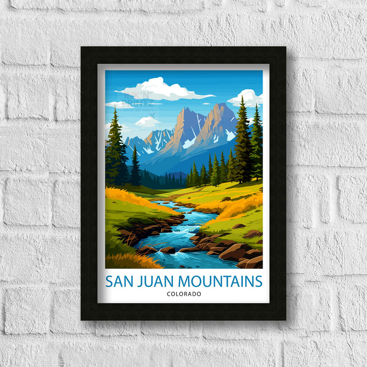 San Juan Mountains Colorado Travel Print| Colorado Wall Decor San Juan Mountains Poster Rocky Mountain Travel Prints Colorado Art