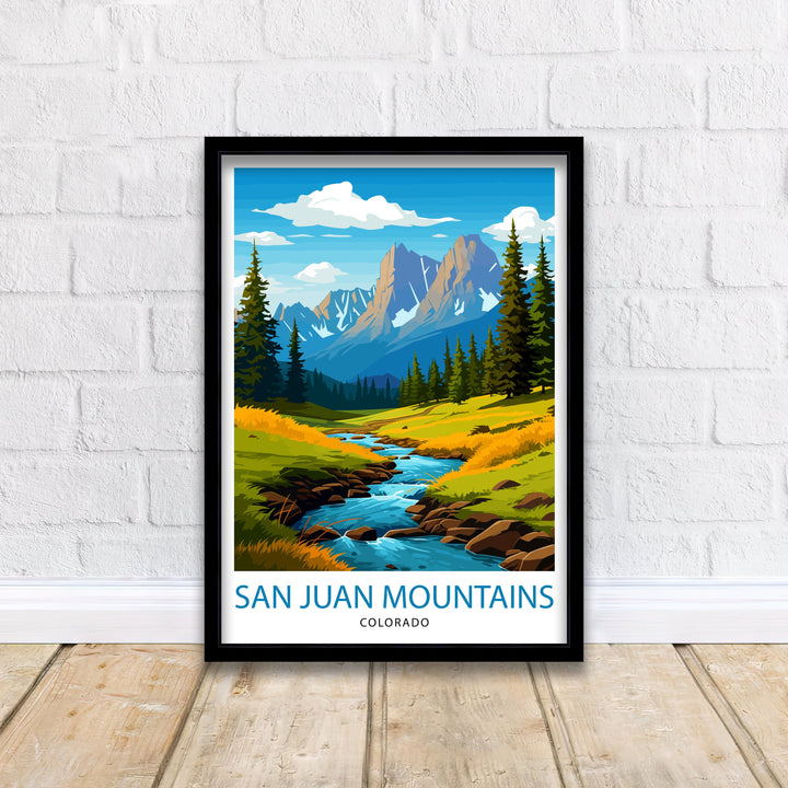 San Juan Mountains Colorado Travel Print| Colorado Wall Decor San Juan Mountains Poster Rocky Mountain Travel Prints Colorado Art