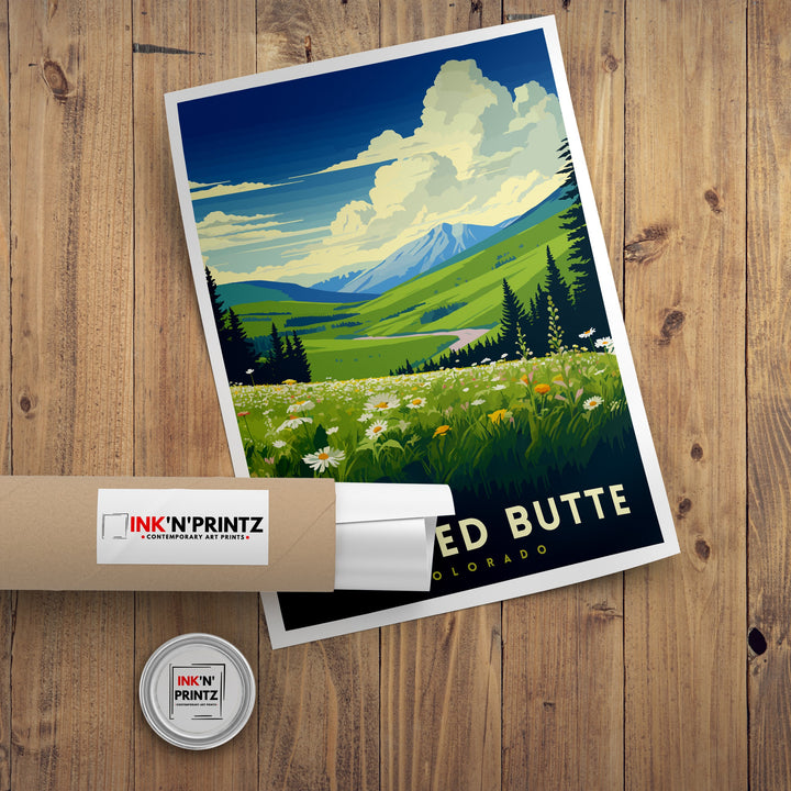 Crested Butte Colorado Travel Print| Colorado Wall Decor Crested Butte Poster Rocky Mountain Travel Prints Colorado Art Print Crested Butte