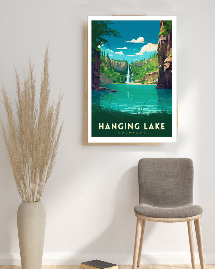 Hanging Lake Colorado Travel Print| Colorado Wall Decor Hanging Lake Poster Rocky Mountain Travel Prints Colorado Art Print Hanging Lake