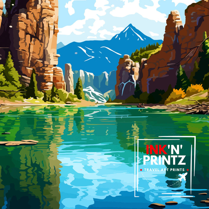 Hanging Lake Colorado Travel Print| Colorado Wall Decor Hanging Lake Poster Rocky Mountain Travel Prints Colorado Art Print Hanging Lake