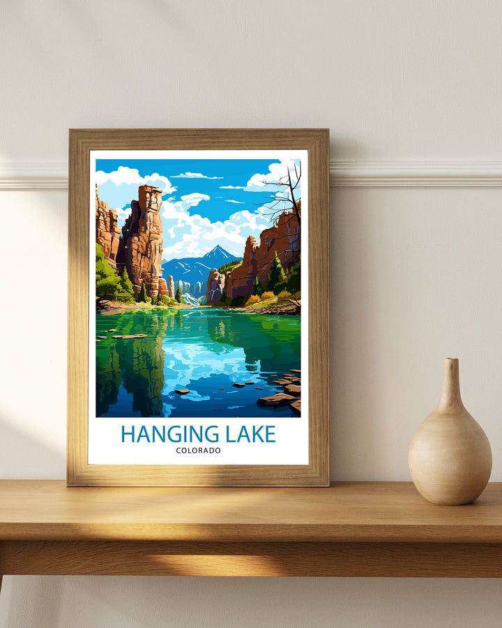 Hanging Lake Colorado Travel Print| Colorado Wall Decor Hanging Lake Poster Rocky Mountain Travel Prints Colorado Art Print Hanging Lake