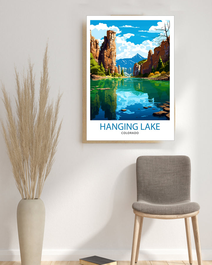 Hanging Lake Colorado Travel Print| Colorado Wall Decor Hanging Lake Poster Rocky Mountain Travel Prints Colorado Art Print Hanging Lake