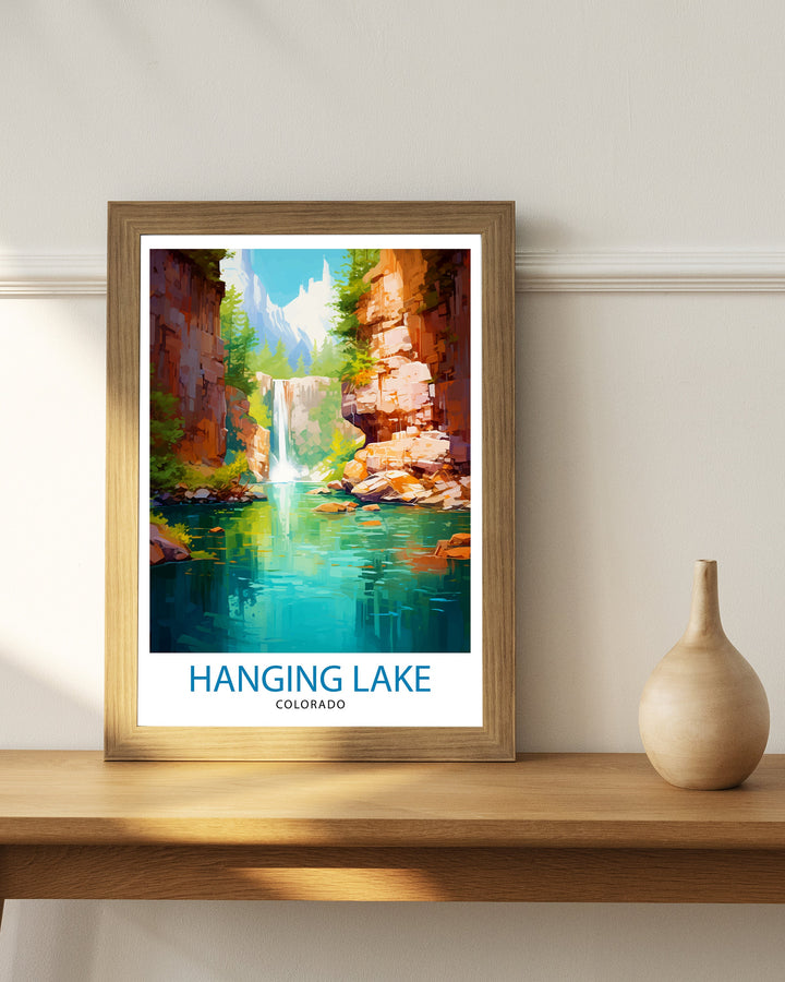 Hanging Lake Colorado Travel Print| Colorado Wall Decor Hanging Lake Poster Rocky Mountain Travel Prints Colorado Art Print Hanging Lake