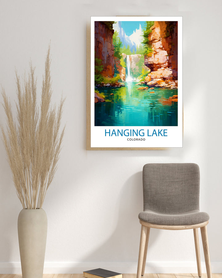 Hanging Lake Colorado Travel Print| Colorado Wall Decor Hanging Lake Poster Rocky Mountain Travel Prints Colorado Art Print Hanging Lake