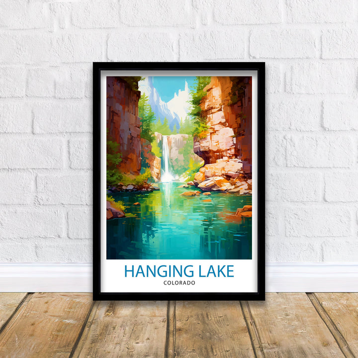 Hanging Lake Colorado Travel Print| Colorado Wall Decor Hanging Lake Poster Rocky Mountain Travel Prints Colorado Art Print Hanging Lake