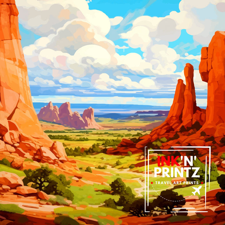 Garden of the Gods Colorado Travel Print| Colorado Wall Decor Garden of the Gods Poster Rocky Mountain Travel Prints Colorado Art Print