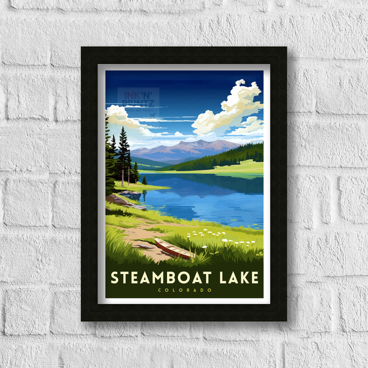 Steamboat Lake Colorado Travel Print| Colorado Wall Decor Steamboat Lake Poster Mountain Lake Travel Prints Colorado Art Print Steamboat