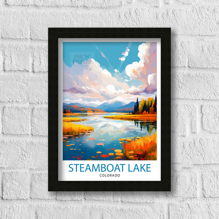 Steamboat Lake Colorado Travel Print| Colorado Wall Decor Steamboat Lake Poster Mountain Lake Travel Prints Colorado Art Print Steamboat