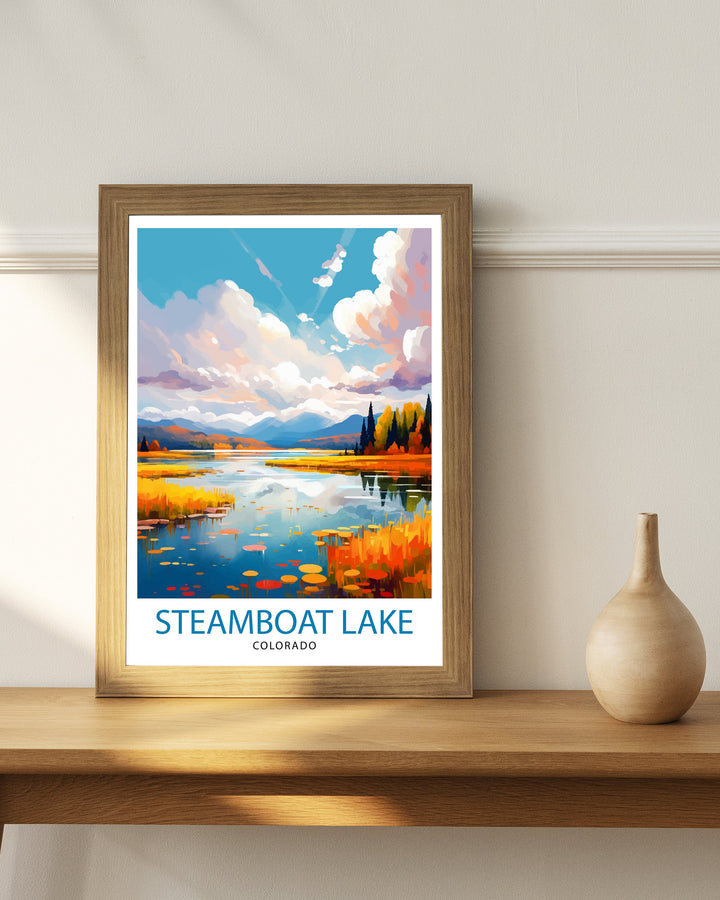 Steamboat Lake Colorado Travel Print| Colorado Wall Decor Steamboat Lake Poster Mountain Lake Travel Prints Colorado Art Print Steamboat