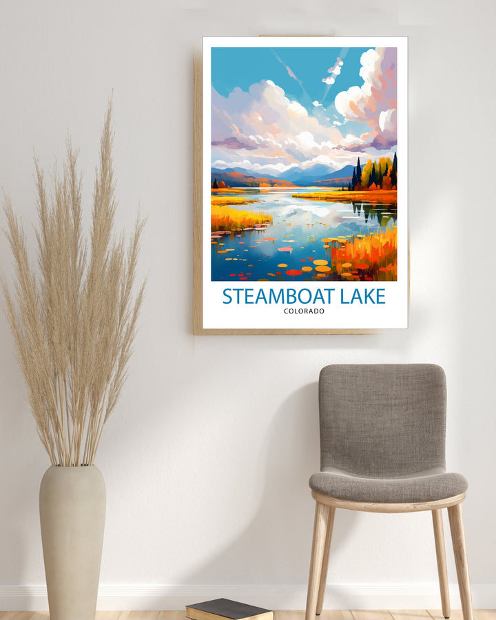 Steamboat Lake Colorado Travel Print| Colorado Wall Decor Steamboat Lake Poster Mountain Lake Travel Prints Colorado Art Print Steamboat