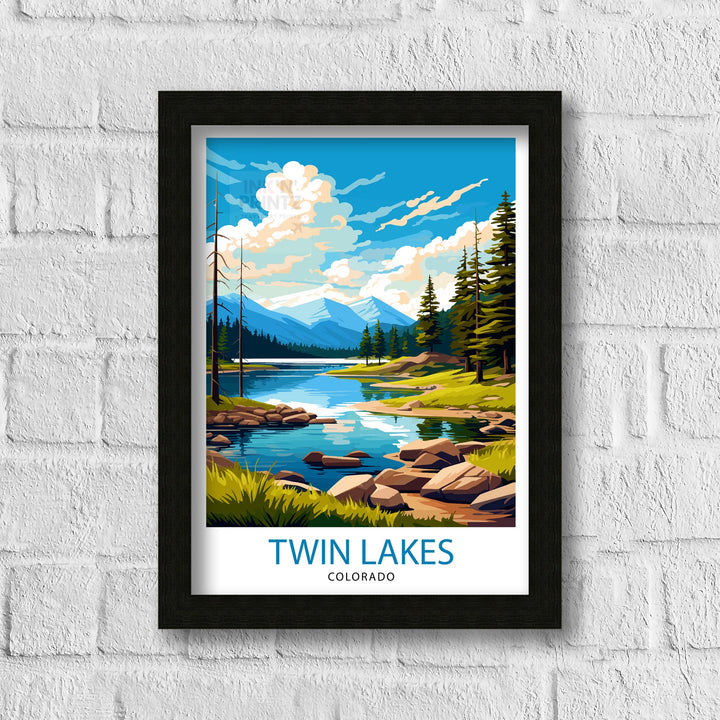 Twin Lakes Colorado Travel Print| Colorado Wall Decor Twin Lakes Poster Rocky Mountain Travel Prints Colorado Art Print Twin Lakes