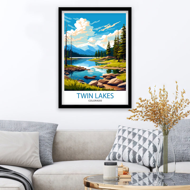 Twin Lakes Colorado Travel Print| Colorado Wall Decor Twin Lakes Poster Rocky Mountain Travel Prints Colorado Art Print Twin Lakes