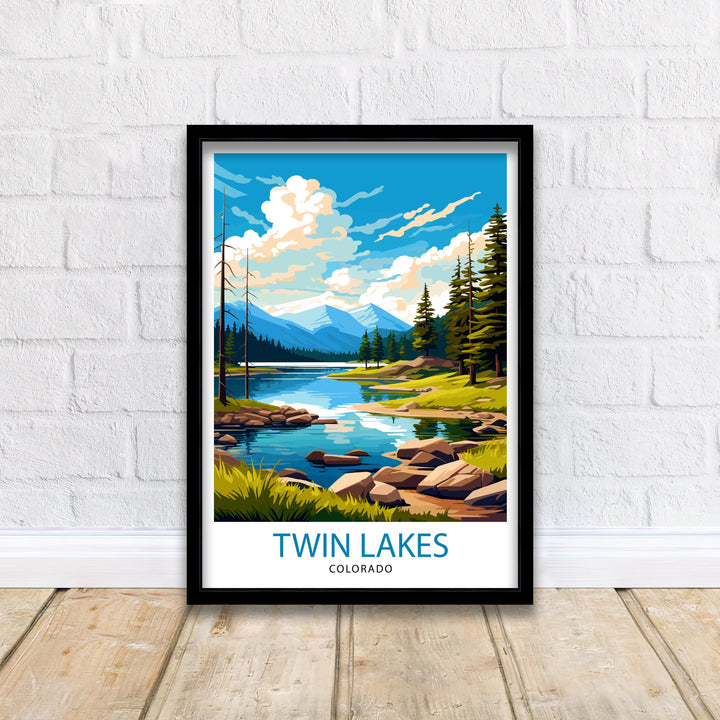 Twin Lakes Colorado Travel Print| Colorado Wall Decor Twin Lakes Poster Rocky Mountain Travel Prints Colorado Art Print Twin Lakes