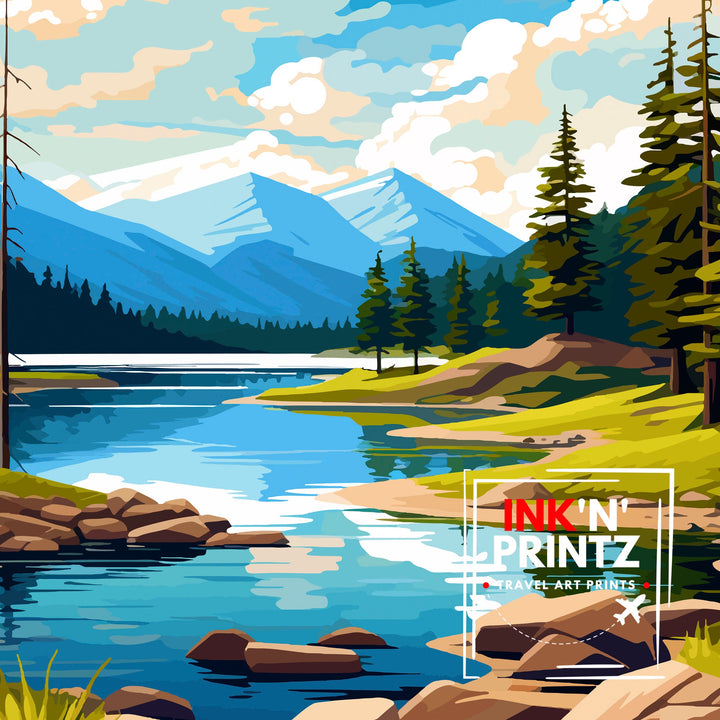 Twin Lakes Colorado Travel Print| Colorado Wall Decor Twin Lakes Poster Rocky Mountain Travel Prints Colorado Art Print Twin Lakes