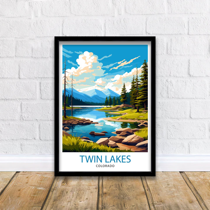 Twin Lakes Colorado Travel Print| Colorado Wall Decor Twin Lakes Poster Rocky Mountain Travel Prints Colorado Art Print Twin Lakes